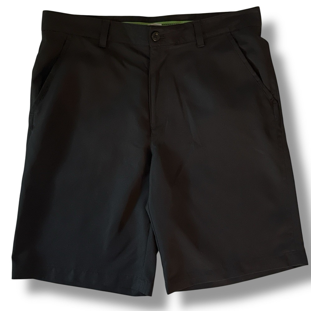 IZOD Golf Black Performance Shorts Men's Size 34 Flat Front Stretch Casual Golf